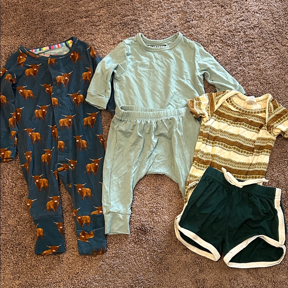 Babyboy 0/3m magnetic me romper, bunny knots set, kate Quinn bamboo bundle!